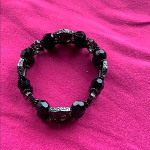 Pewter Metal w/Black Beads & Charcoal Crystals